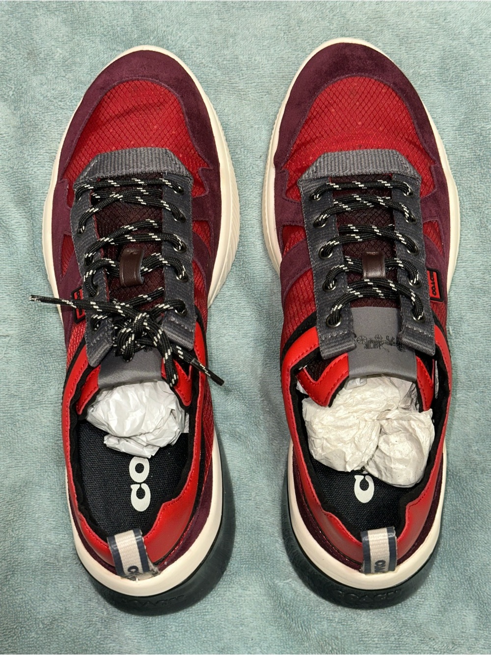 Coach Men's Burgundy and Red Low-Top Sneaker - Picture 2 of 3